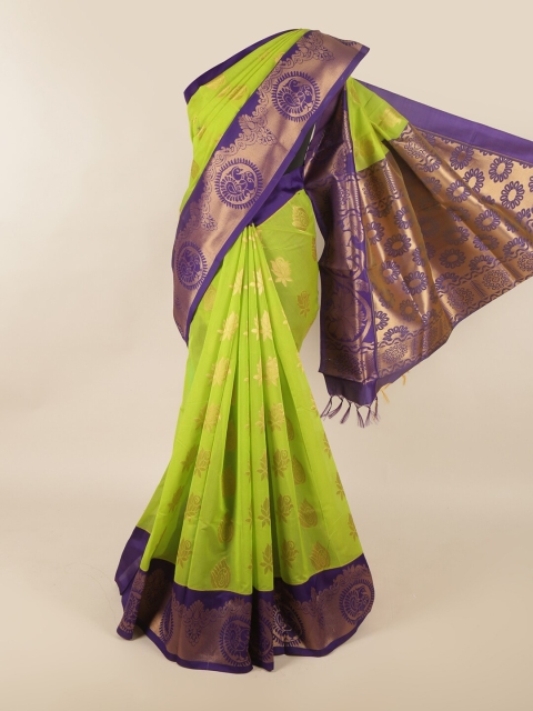 

Pothys Green & Purple Woven Design Zari Silk Cotton Saree