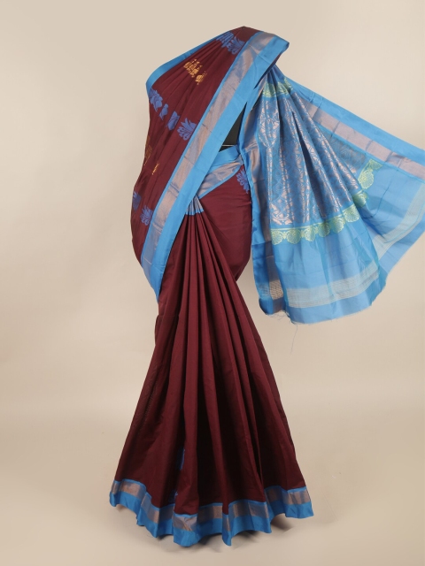 

Pothys Maroon & Blue Woven Design Silk Cotton Saree
