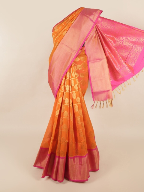 

Pothys Orange & Pink Ethnic Motifs Zari Silk Cotton Saree