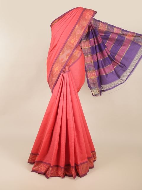 

Pothys Pink & Purple Striped Silk Cotton Saree