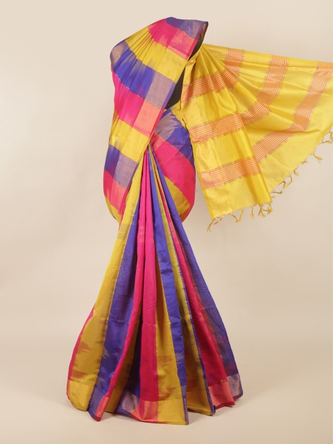 

Pothys Multicoloured Striped Zari Silk Cotton Saree, Multi
