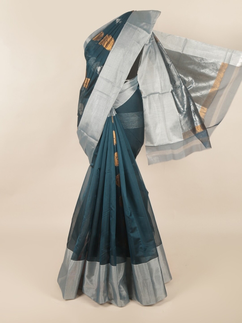 

Pothys Blue & Grey Woven Design Zari Silk Cotton Saree