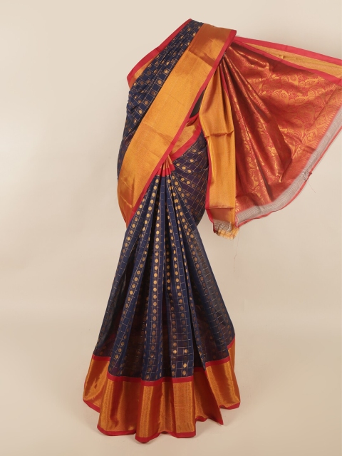 

Pothys Blue & Red Woven Design Zari Silk Cotton Saree