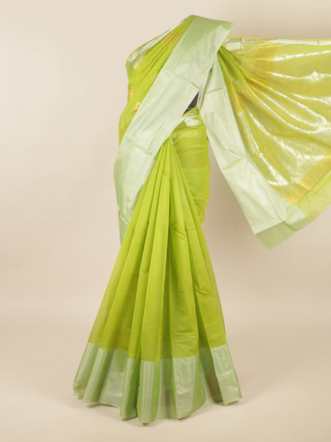 

Pothys Green & Silver Ethnic Motifs Silk Cotton Saree
