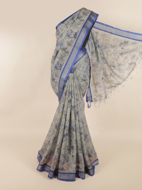 

Pothys Grey Floral Printed Silk Cotton Saree