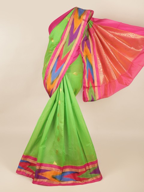 

Pothys Green & Pink Ethnic Motifs Zari Silk Cotton Saree