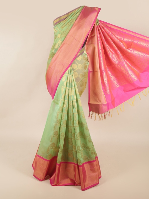 

Pothys Green & Pink Woven Design Zari Silk Cotton Saree