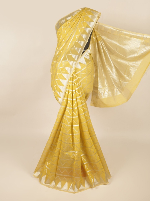

Pothys Gold-Toned & Silver-Toned Silk Cotton Saree