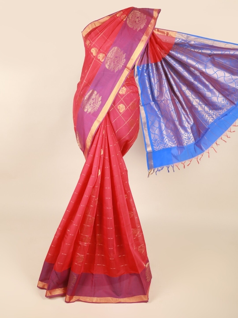 

Pothys Pink & Purple Paisley Zari Silk Cotton Saree