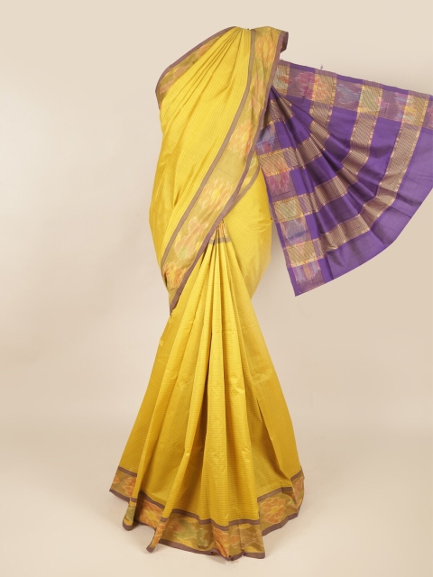 

Pothys Yellow & Blue Striped Silk Cotton Saree