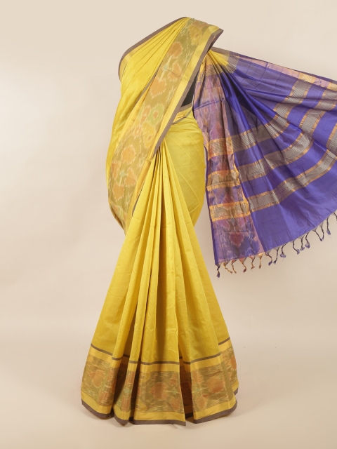 

Pothys Yellow & Blue Silk Cotton Saree