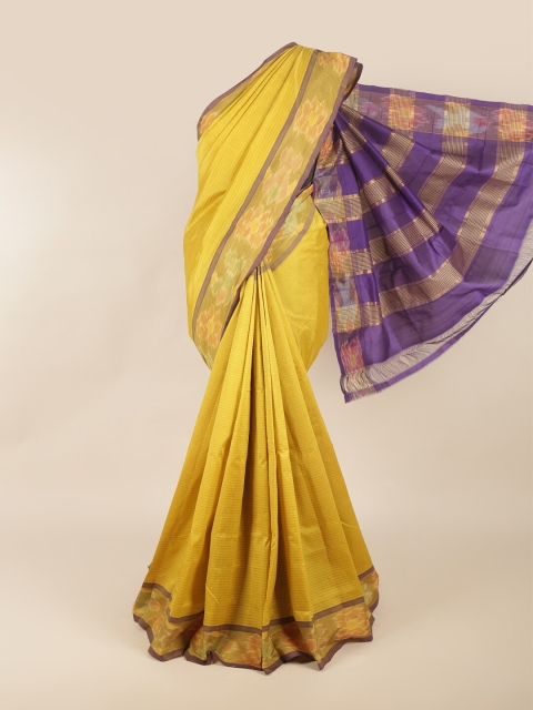 

Pothys Lime Green & Purple Woven Design Silk Cotton Saree
