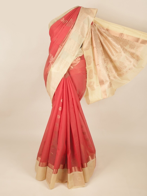 

Pothys Red & Cream-Coloured Ethnic Motifs Silk Cotton Saree