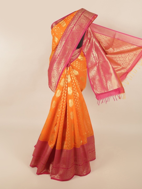 

Pothys Orange & Pink Woven Design Silk Cotton Saree