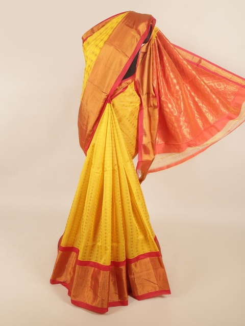 

Pothys Yellow & Maroon Woven Design Silk Cotton Saree