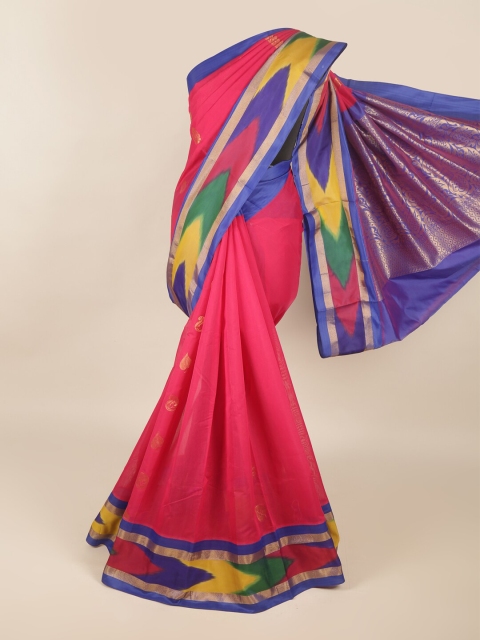 

Pothys Pink & Blue Woven Design Silk Cotton Saree