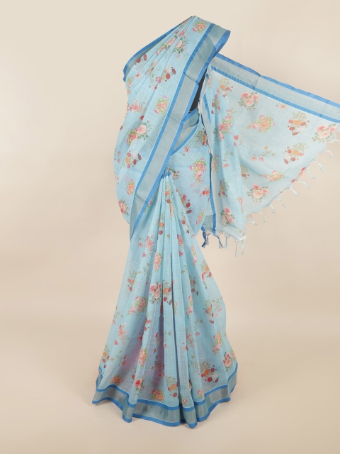 

Pothys Blue Floral Silk Cotton Saree