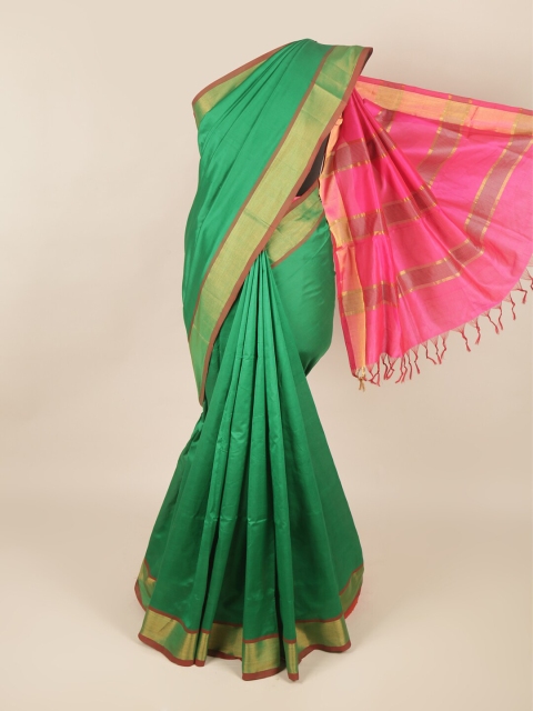 

Pothys Green & Pink Solid Silk Cotton Saree