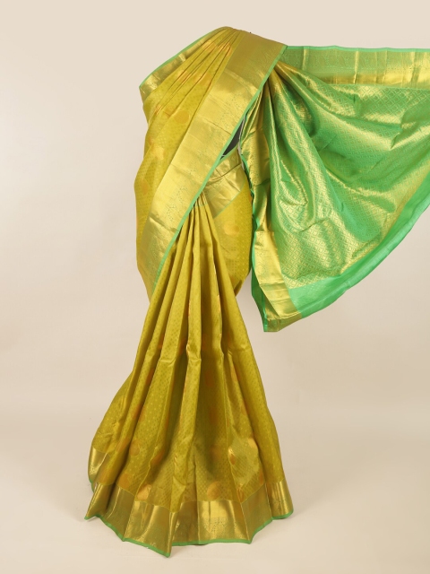 

Pothys Green & Gold-Toned Woven Design Pure Silk Saree