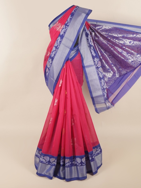 

Pothys Pink & Blue Woven Design Silk Cotton Saree
