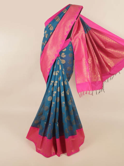 

Pothys Blue & Pink Floral Silk Cotton Saree
