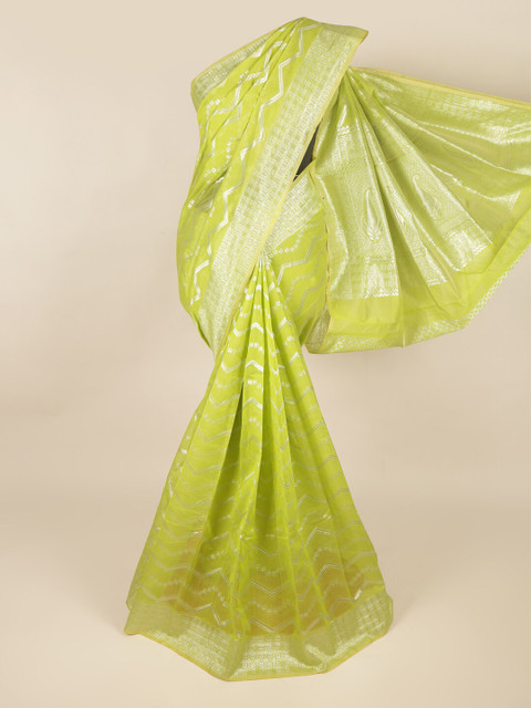 

Pothys Green & Silver Ethnic Motifs Silk Cotton Saree