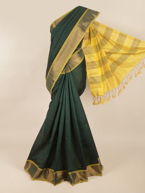

Pothys Green & Gold-Toned Zari Silk Cotton Saree