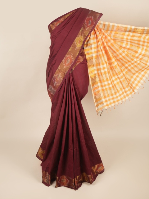 

Pothys Maroon & Orange Silk Cotton Saree