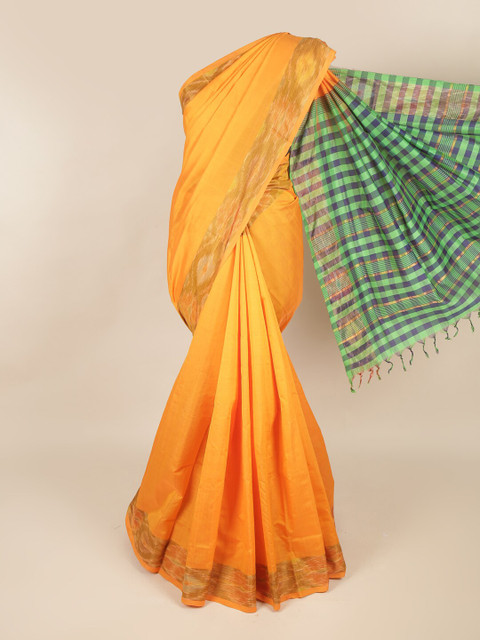 

Pothys Orange & Green Woven Design Silk Cotton Saree