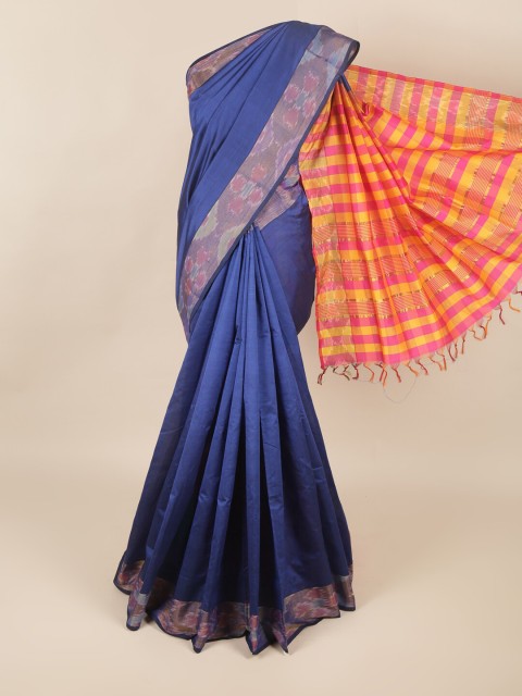 

Pothys Blue & Pink Zari Silk Cotton Saree
