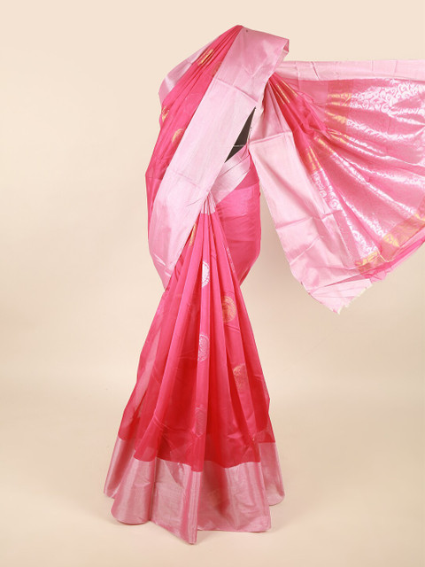 

Pothys Pink & Silver Ethnic Motifs Silk Cotton Saree