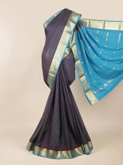 

Pothys Grey & Blue Ethnic Motifs Art Silk Saree