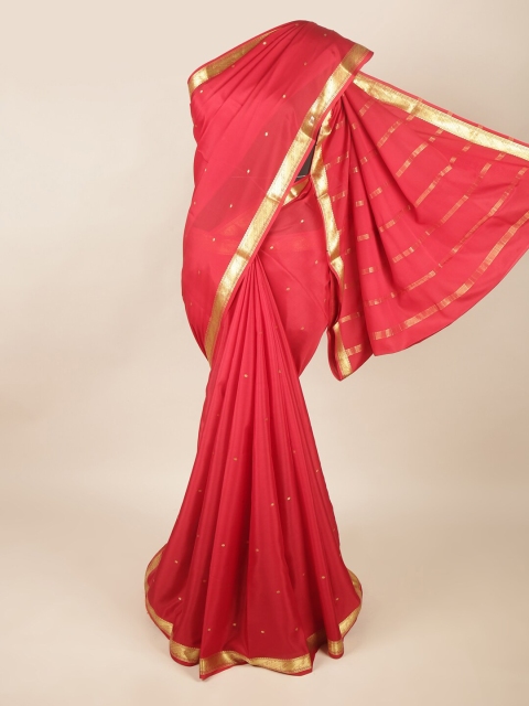

Pothys Red & Gold-Toned Pure Silk Saree