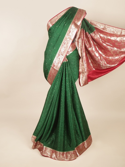 

Pothys Green & Maroon Paisley Zari Art Silk Saree