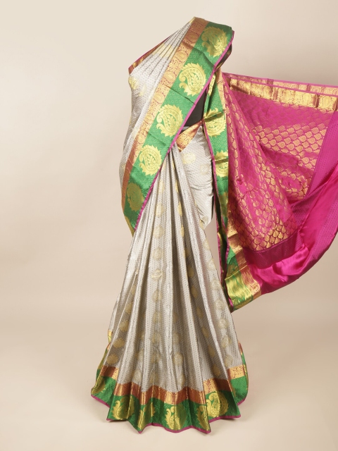 

Pothys Grey & Green Paisley Pure Silk Saree