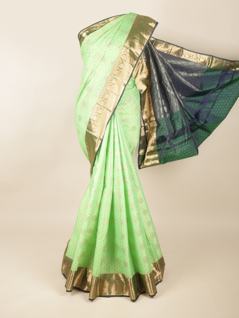 

Pothys Green & Grey Ethnic Motifs Zari Pure Silk Saree