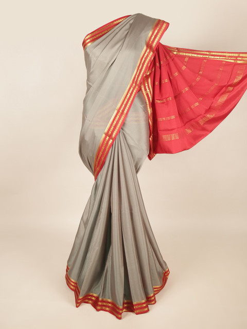 

Pothys Grey & Red Art Silk Saree