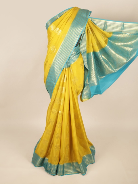 

Pothys Lime Green & Blue Woven Design Zari Art Silk Saree