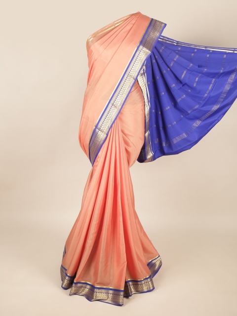 

Pothys Peach-Coloured & Blue Zari Art Silk Saree