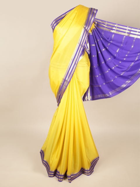 

Pothys Yellow & Blue Zari Art Silk Saree