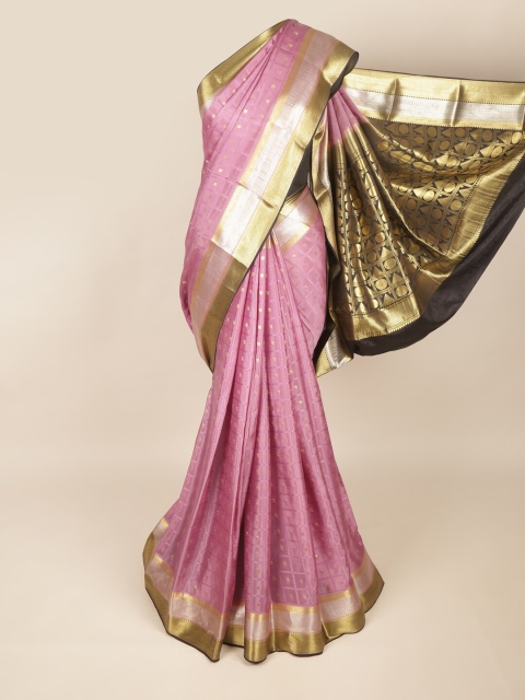 

Pothys Purple & Black Ethnic Motifs Zari Art Silk Saree