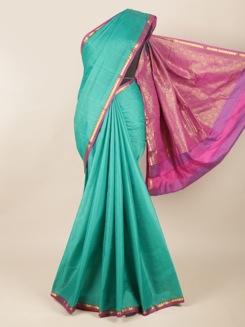 

Pothys Green & Purple Floral Pure Silk Saree