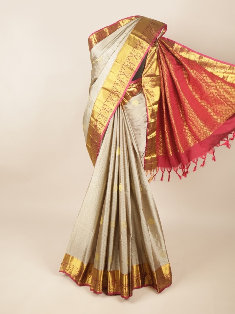 

Pothys Grey & Maroon Woven Design Zari Pure Silk Saree