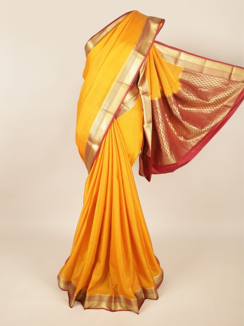 

Pothys Mustard & Maroon Ethnic Motifs Zari Art Silk Saree