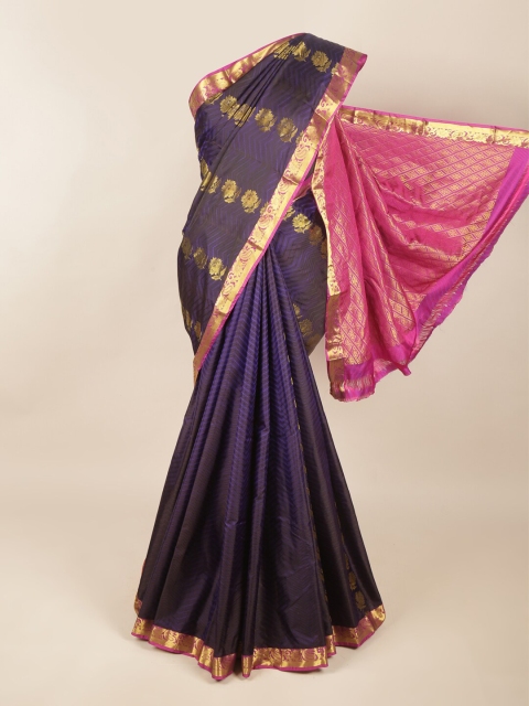 

Pothys Blue & Pink Woven Design Zari Pure Silk Saree