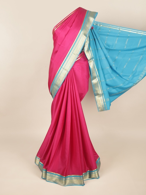 

Pothys Pink & Blue Zari Art Silk Half and Half Saree
