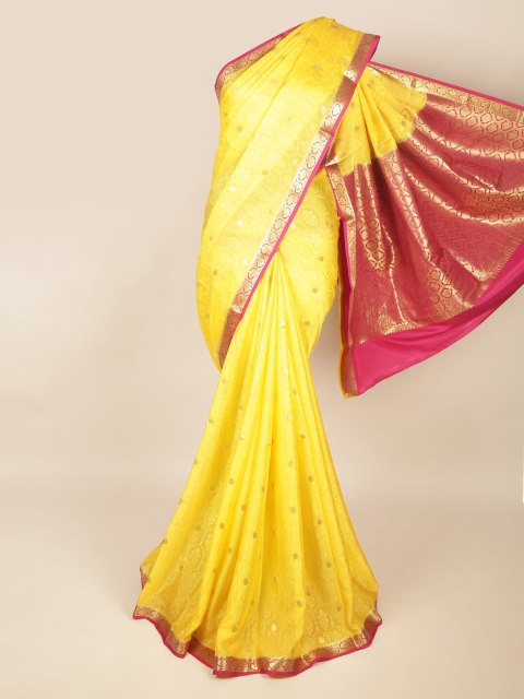 

Pothys Yellow & Pink Ethnic Motifs Zari Art Silk Saree