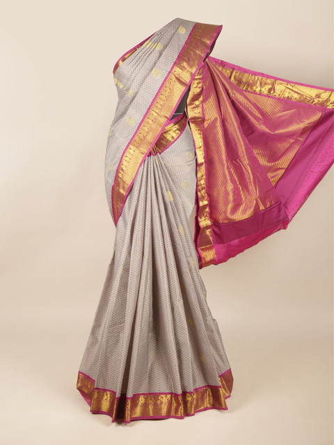 

Pothys Grey & Magenta Woven Design Pure Silk Saree