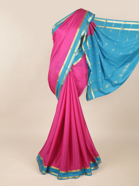 

Pothys Pink & Blue Zari Art Silk Saree