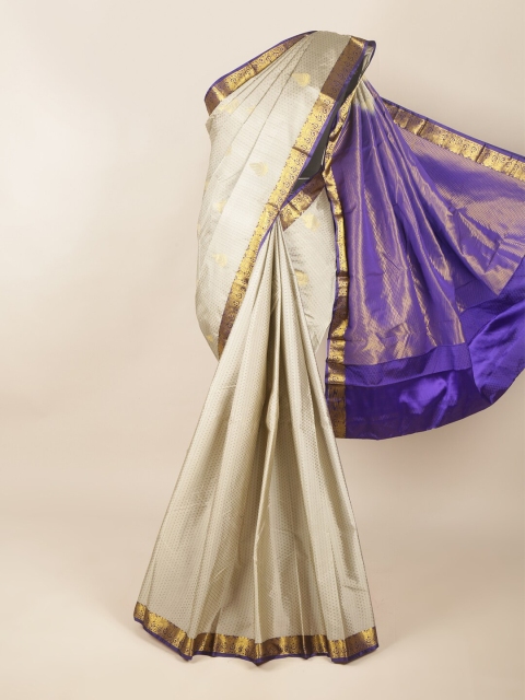 

Pothys Grey & Blue Woven Design Zari Pure Silk Saree